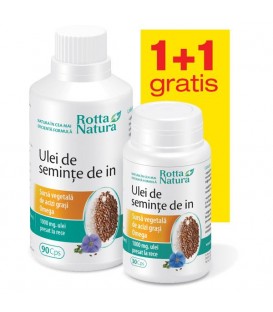 Ulei din seminte de in 1000 mg, 90 + 30 capsule (promotie) imagine produs 2021 cufarulnaturii.ro