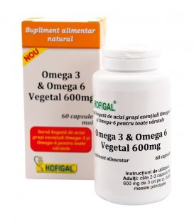 Omega 3 & Omega 6 Vegetal 600 mg, 60 capsule imagine produs 2021 cufarulnaturii.ro