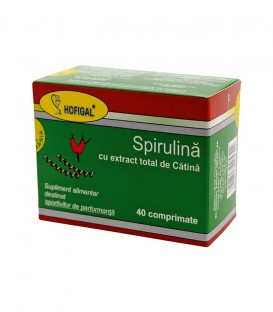 Spirulina 500 mg + catina, 40 comprimate imagine produs 2021 cufarulnaturii.ro