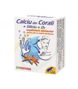 Calciu din corali + Siliciu + vitamina D3, 30 capsule imagine produs 2021 cufarulnaturii.ro