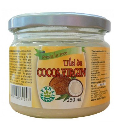 Ulei de cocos virgin presat la rece, 250 ml