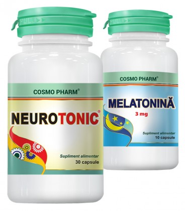 Neurotonic, 30 capsule + Melatonina 3 mg, 10 capsule (promotie)