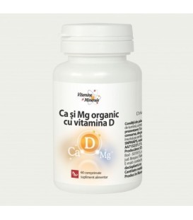 Calciu & Magneziu  Organic cu Vitamina D, 60 comprimate