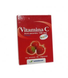 Vitamina C junior 100mg aroma capsuni 20 tbl