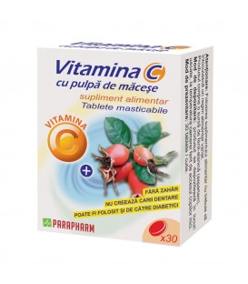 Vitamina C + pulpa de macese, 30 capsule